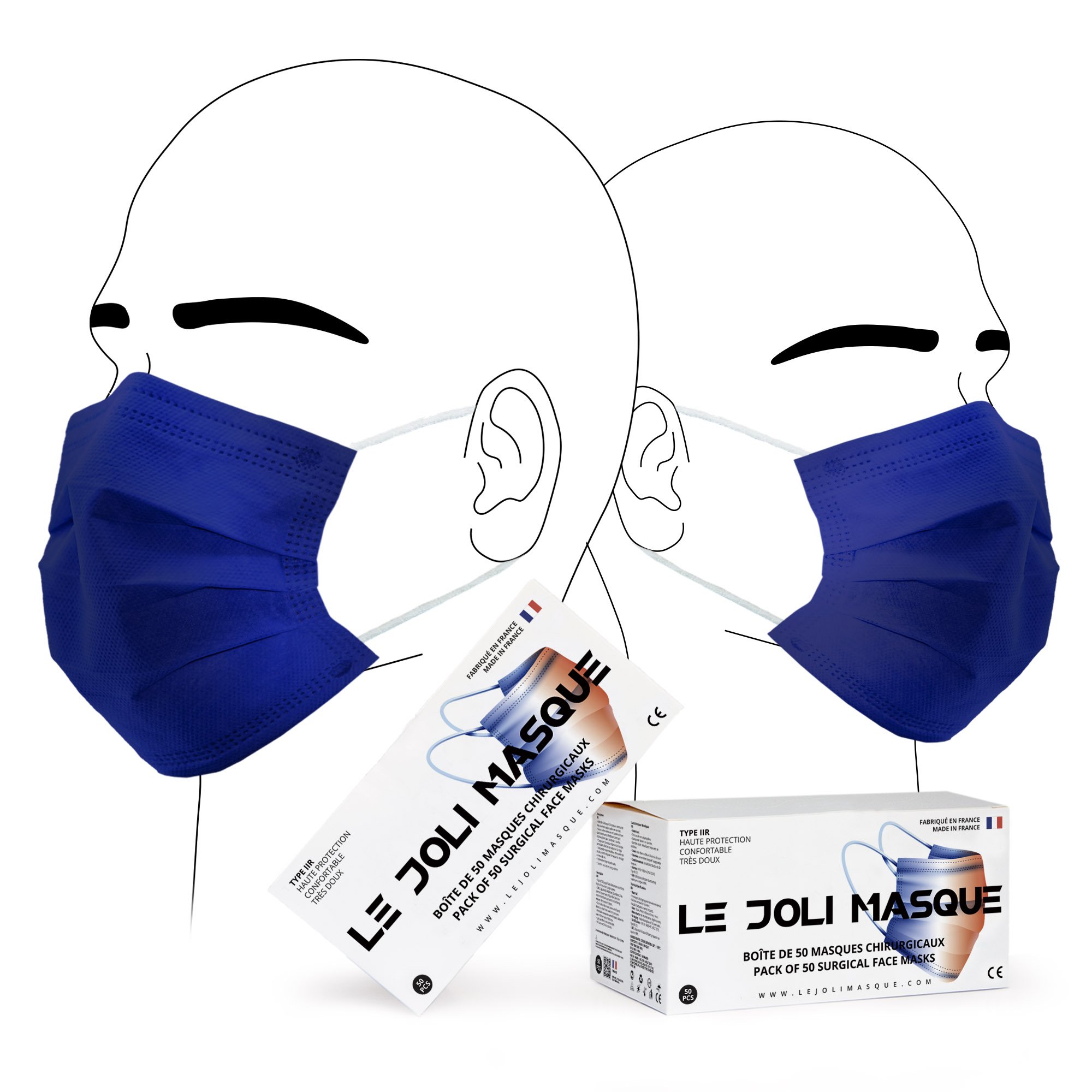 Masque chirurgical France Kolmi op R type IIR noir - Voussert
