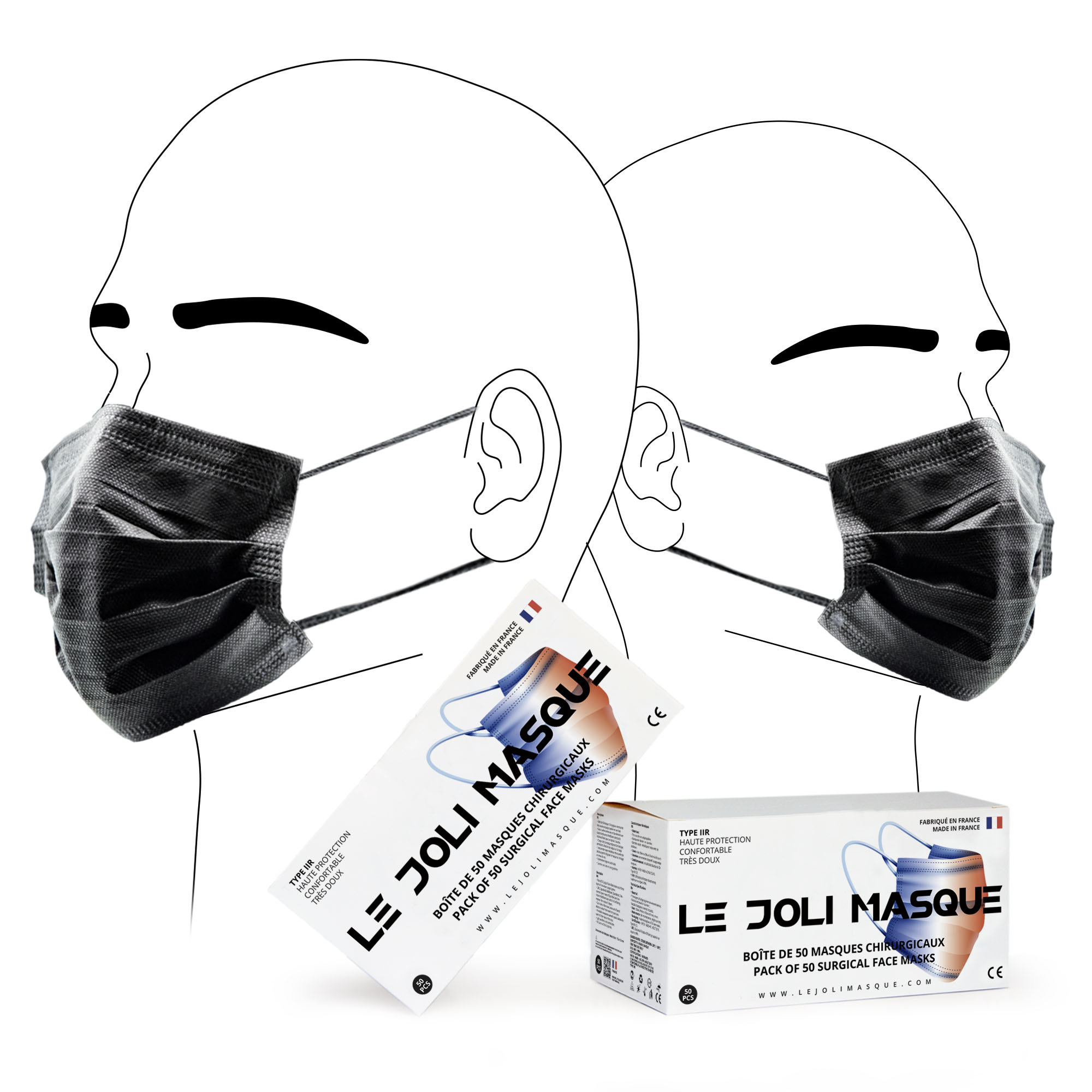Masques ENFANT ROUGES - fabriqués en France - boite de 50 masques  chirurgicaux de type II R - Cdiscount Santé - Mieux vivre